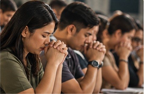 People reflecting together during a church camp